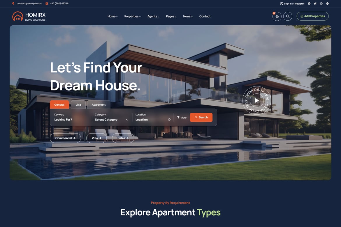 Homirx - Real Estate WordPress Theme