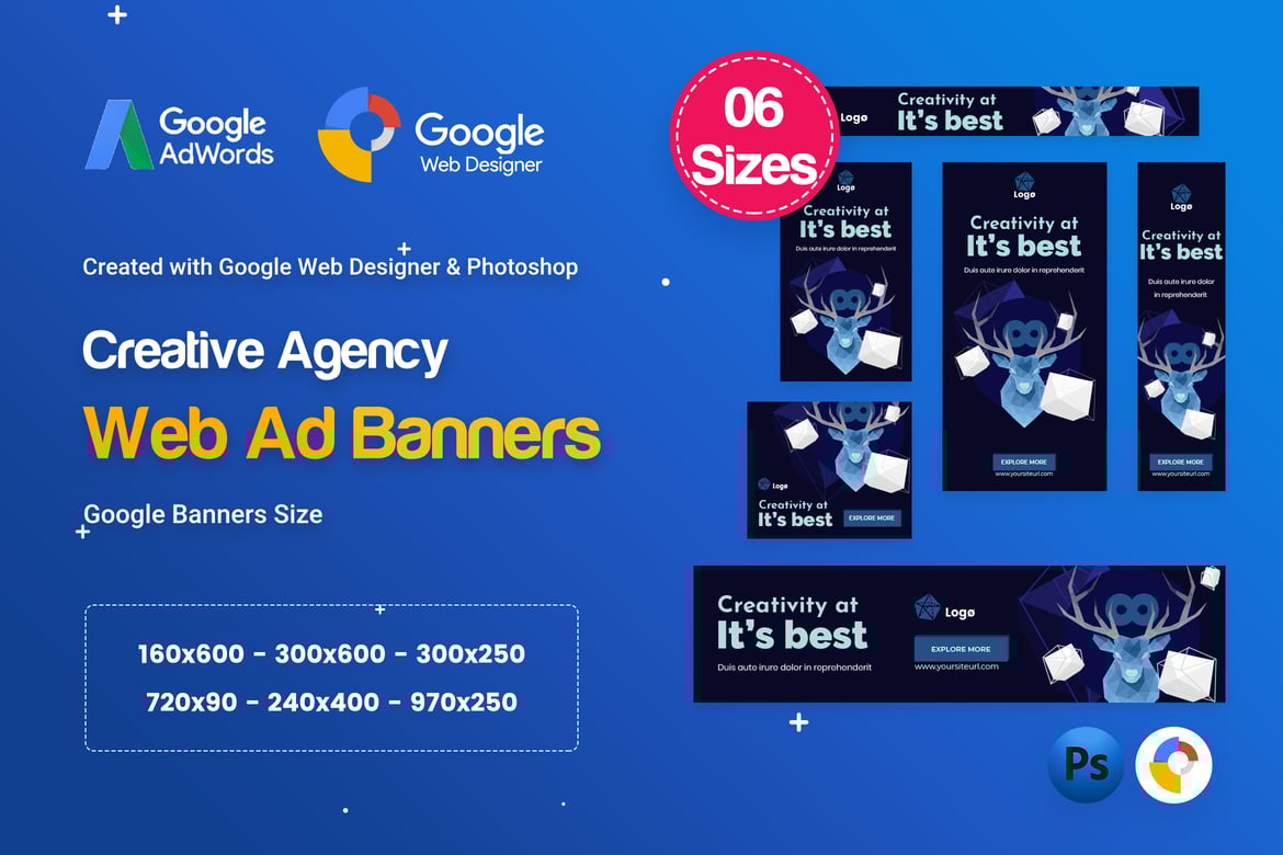 Creative Startup Agency Banners HTML5 Ad (Set D64)