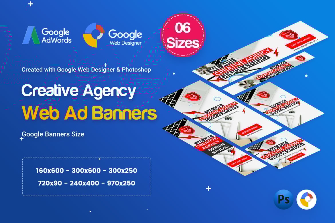 Creative Startup Agency Banners HTML5 (Set D37)