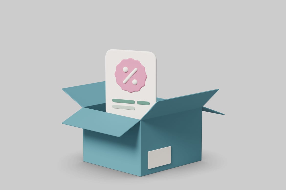 Blue Box with White Card - 3D Render