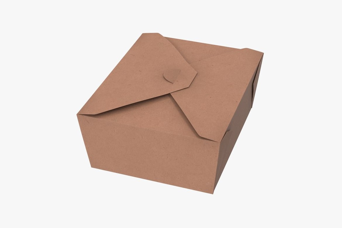 Brown Paperboard Takeout Container - 3D Render