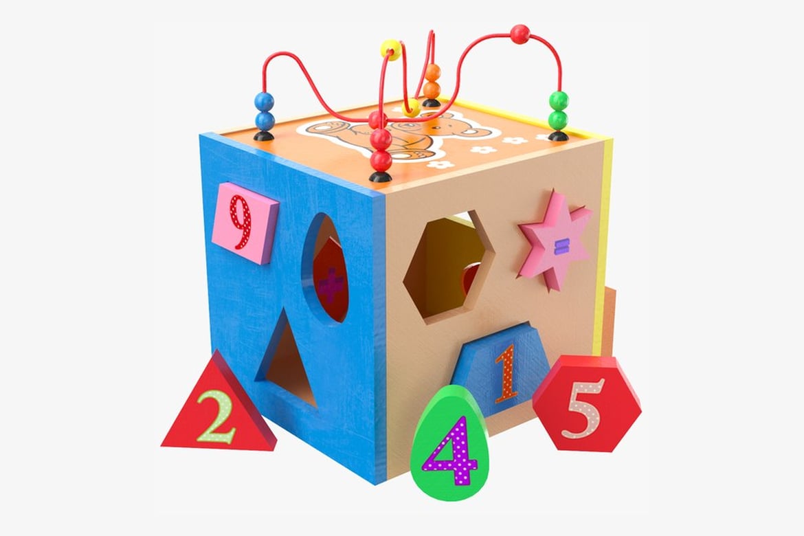 Colorful Wooden Activity Cube Toy