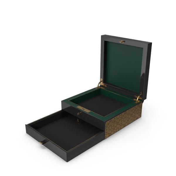 Vintage Wooden Box with Open Drawer