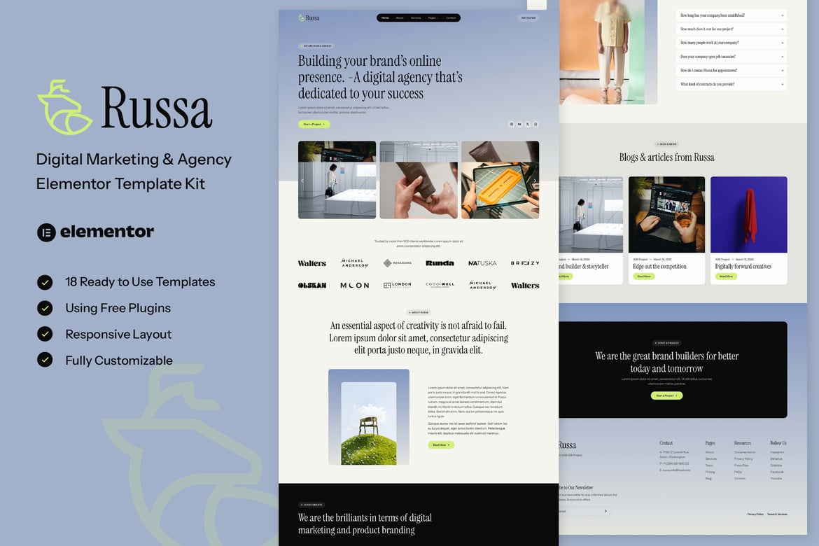 Russa - Digital Marketing Agency Elementor Template Kit
