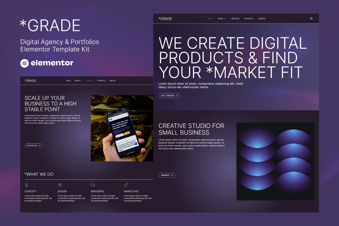 Grade - Creative Agency Portfolios Elementor Template Kit