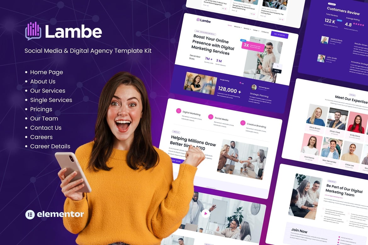 Lambe - Digital Marketing Agency Elementor Template Kit