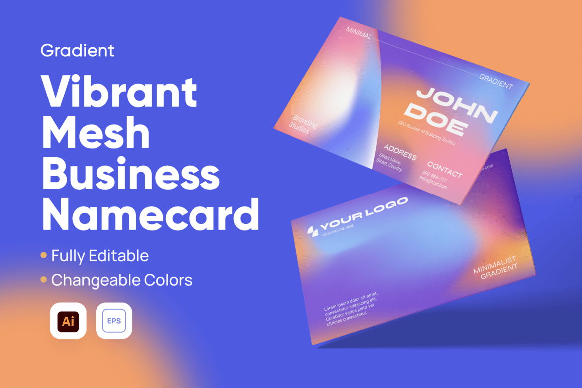 Vibrant Gradient Mesh Business Card Template