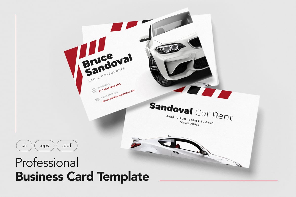 Professional Car Rental Business Card