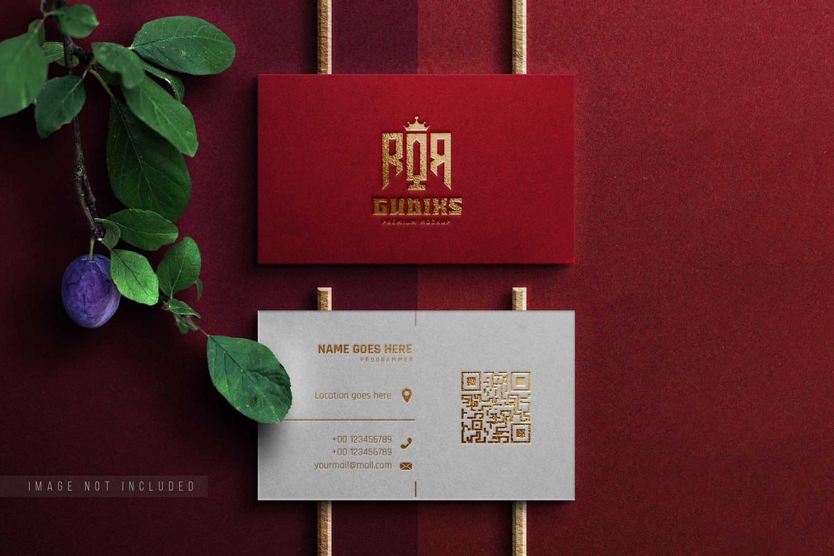 Red & Gold Luxury Business Card Mockup