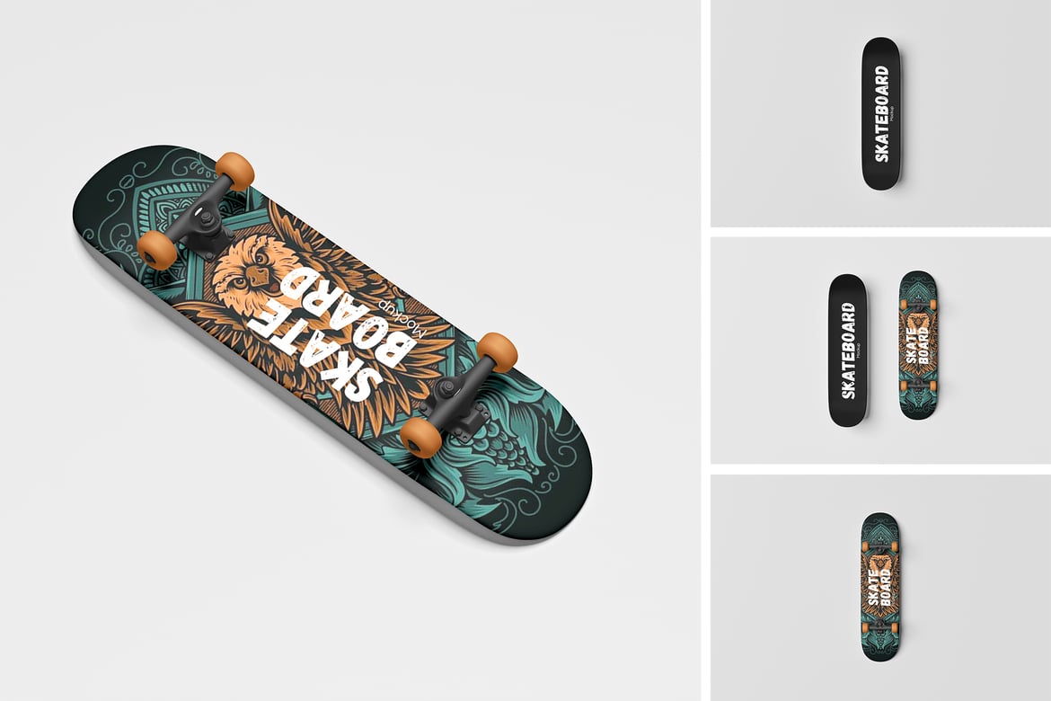 Realistic Skateboard Deck Mockup