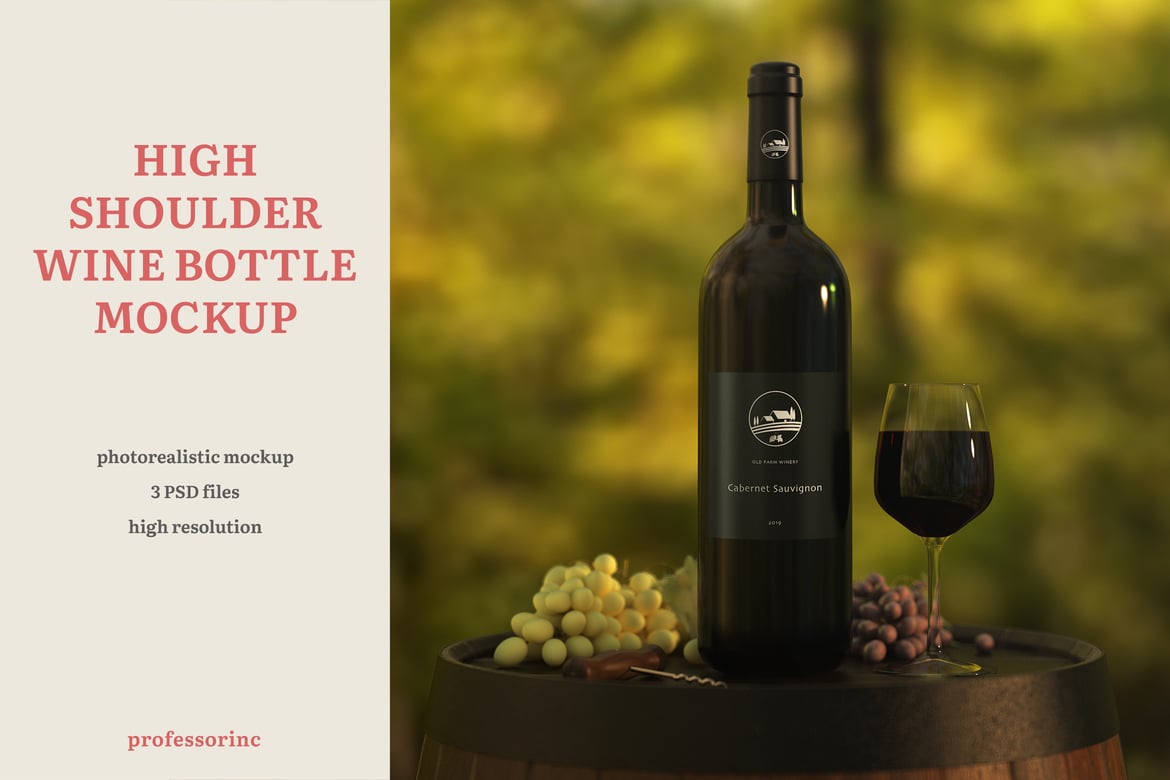 Premium Wine Bottle & Label Mockup