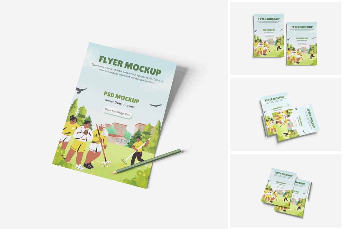 Floating A5 Flyer Mockup