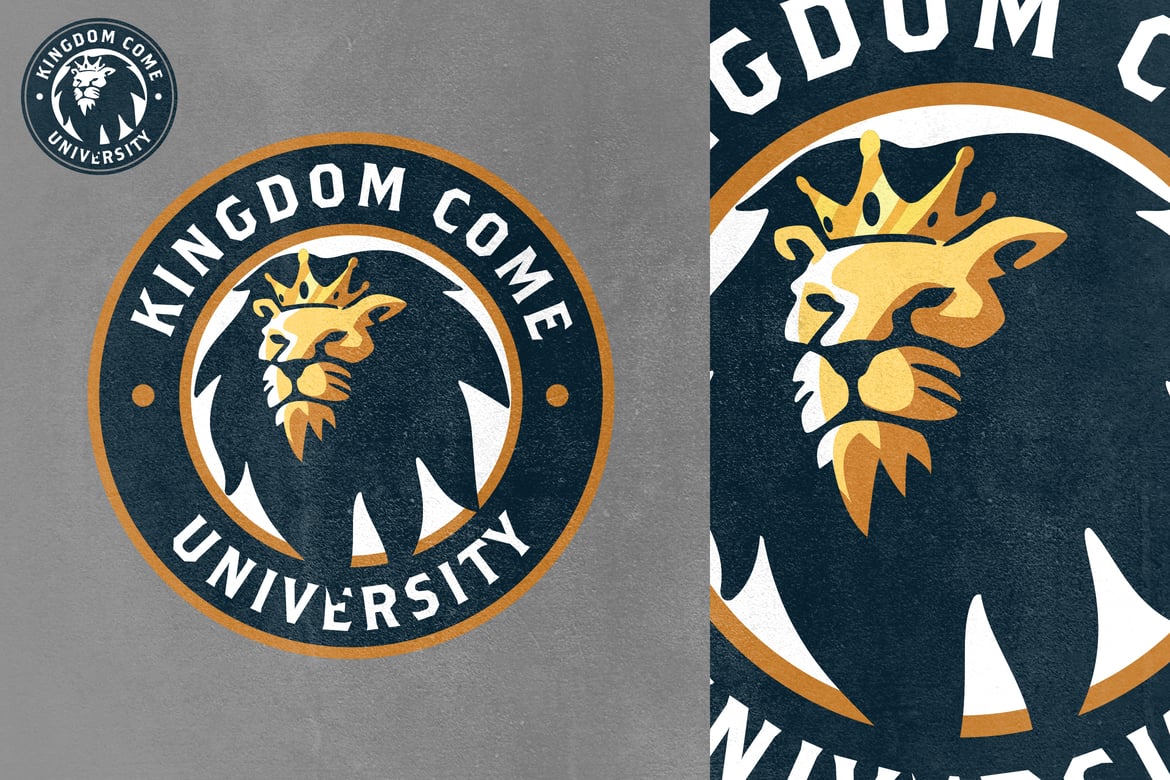 Gold Crowned Lion Mascot Logo
