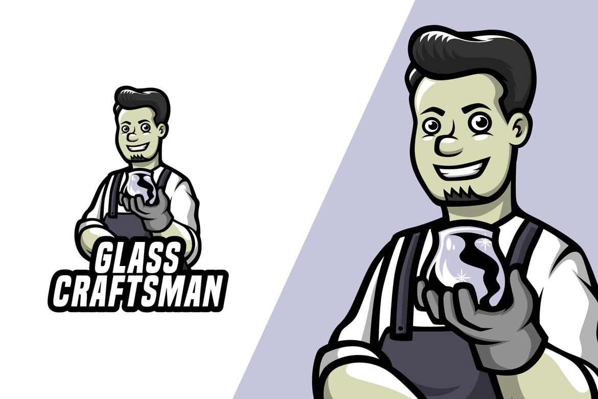 Glass Craftsman Mascot Logo