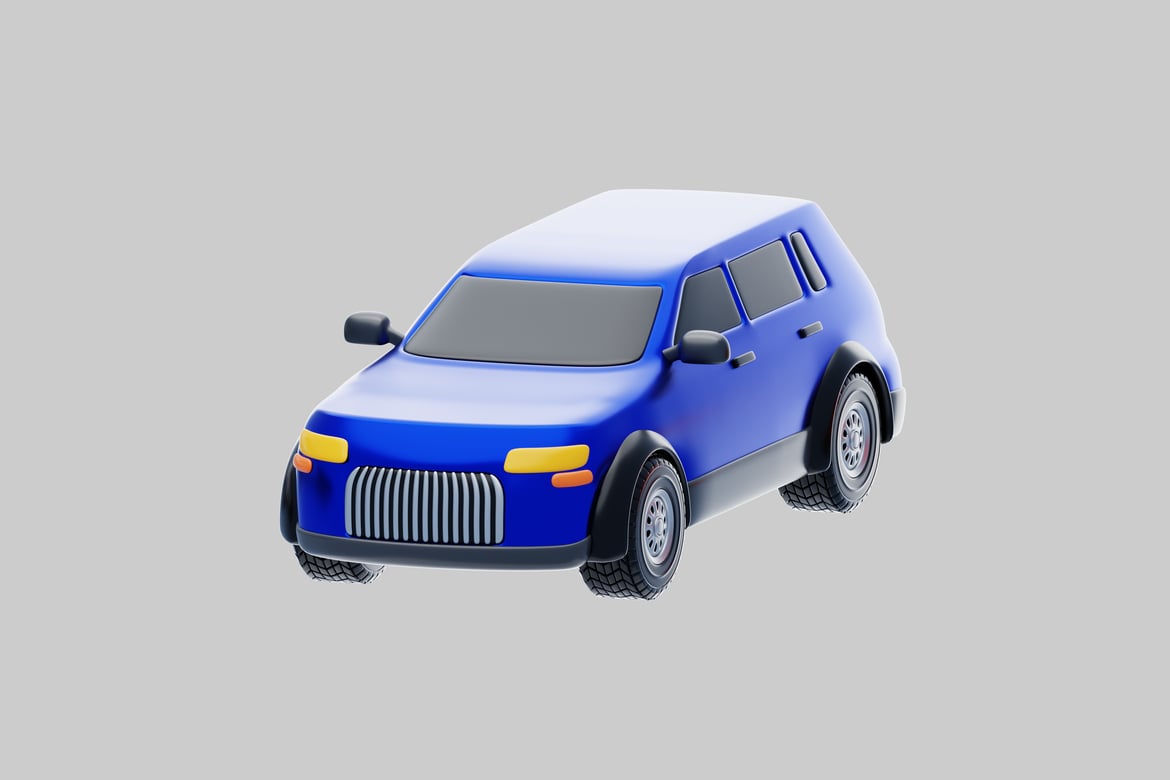 Stylized Blue Retro Car