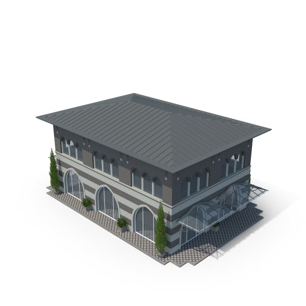 Low-Poly Old Black Building