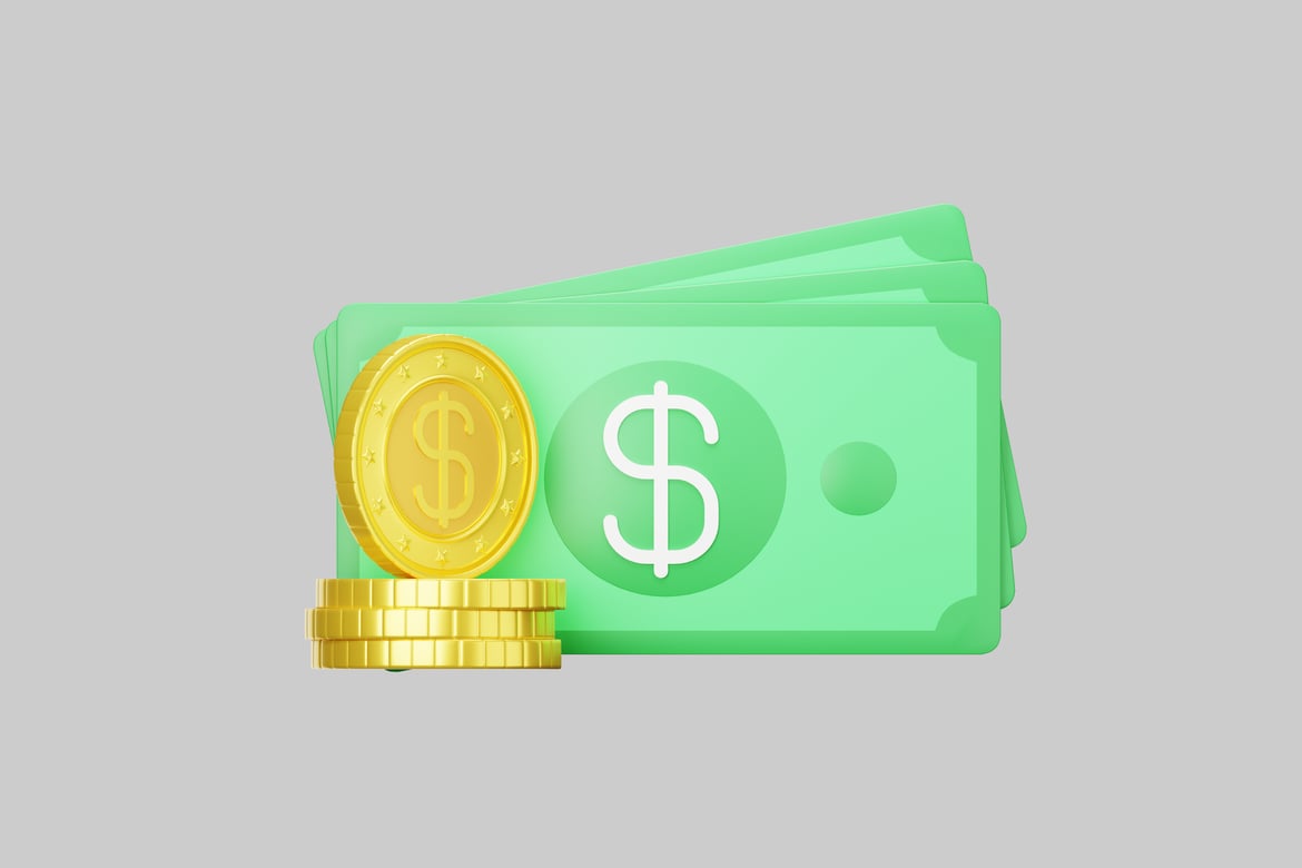 Stacks of Money and Loose Cash Assets