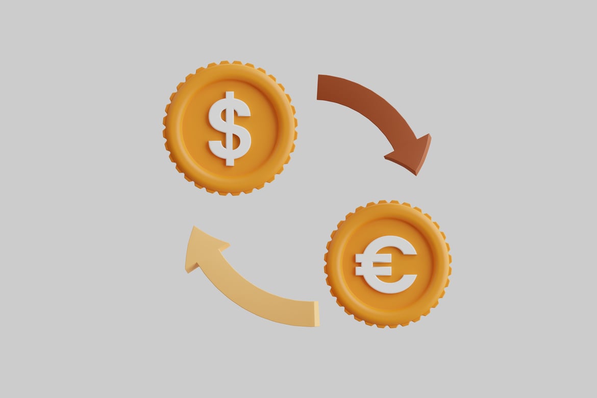 Currency Exchange Coins with Arrows