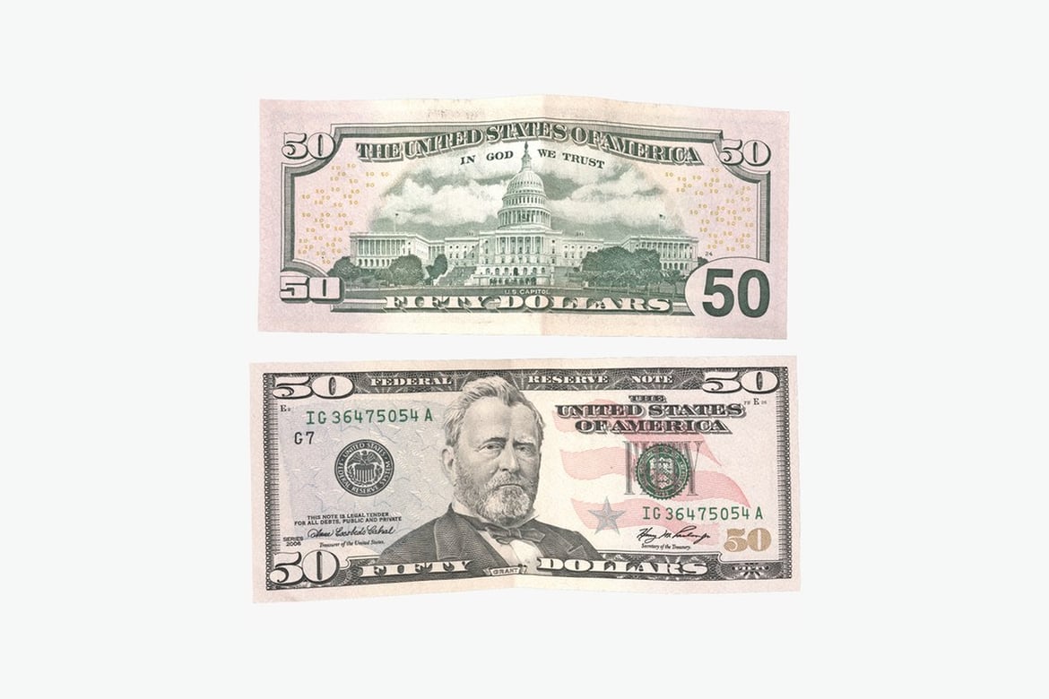 Paired Fifty Dollar Bills (USD)
