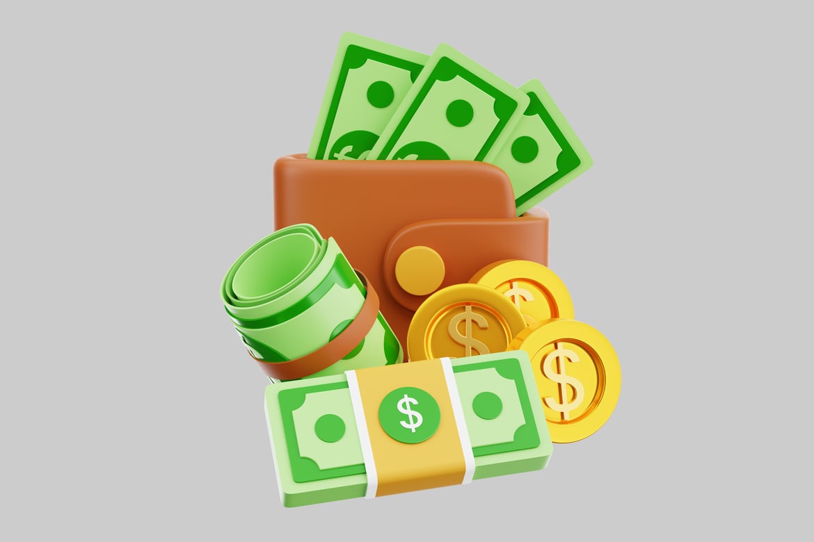 Wallet with Green Currency Assets