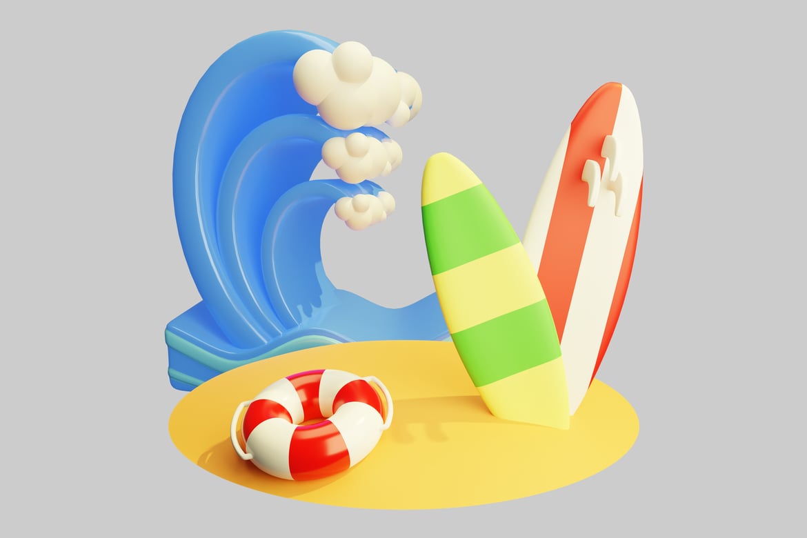 Cartoon Summer Beach Diorama