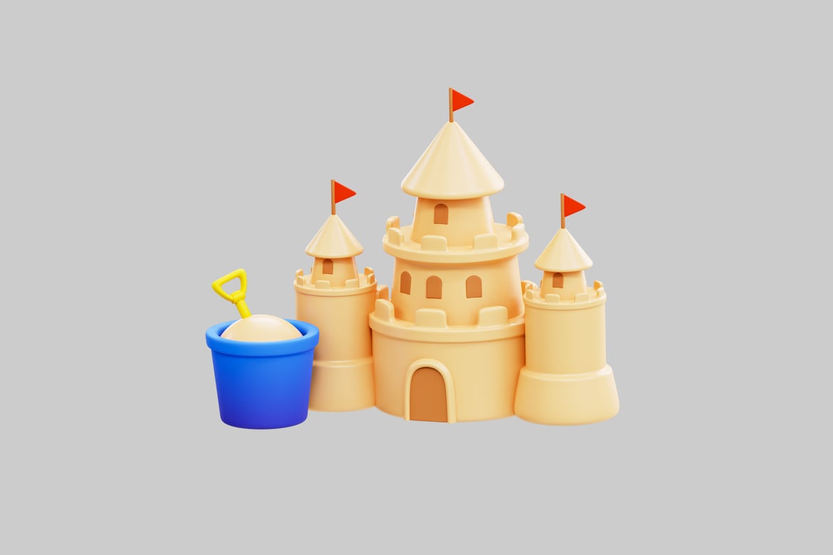 Sandcastle with Bucket and Shovel