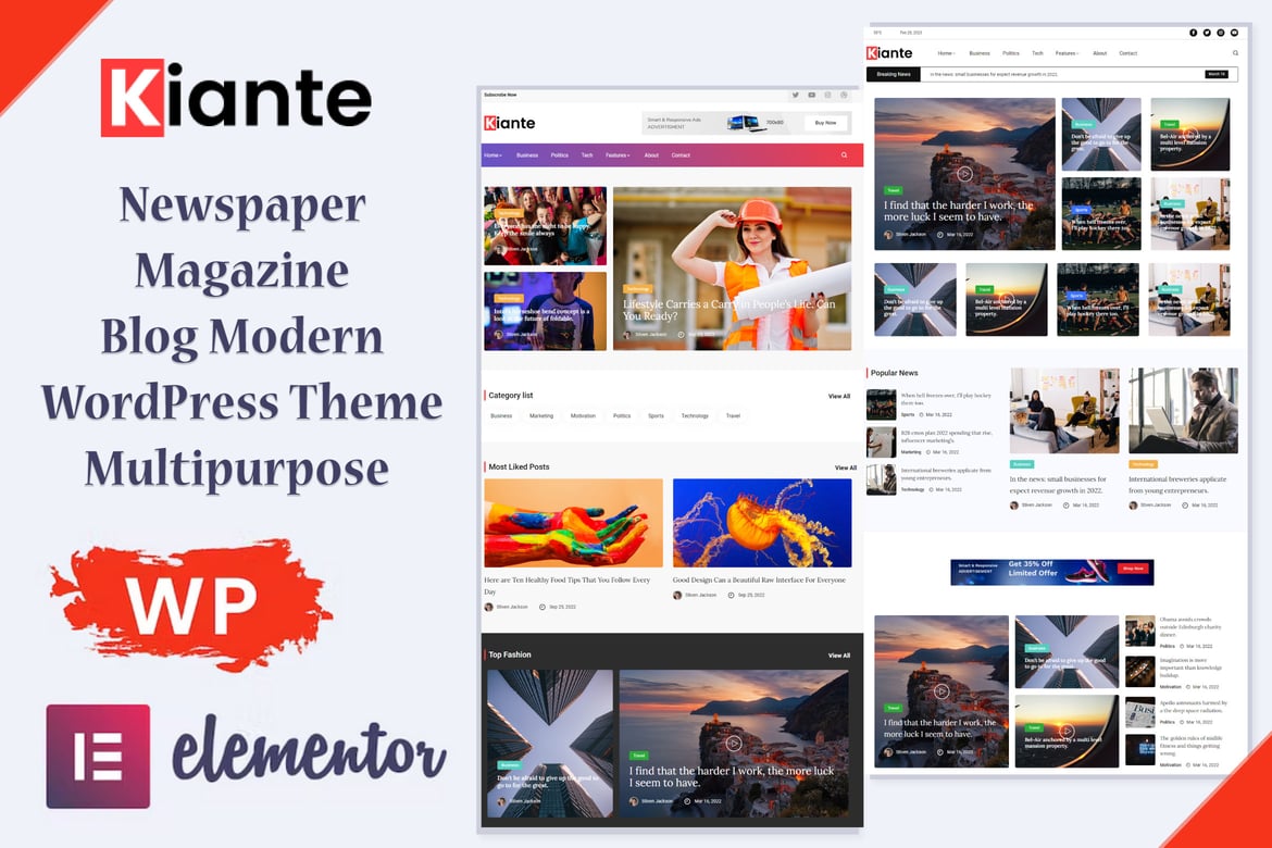 Kiante - Newspaper & Magazine Modern WordPress