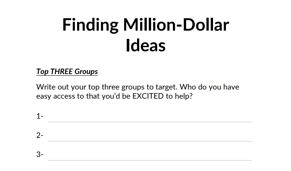 workbook page on finding ideas
