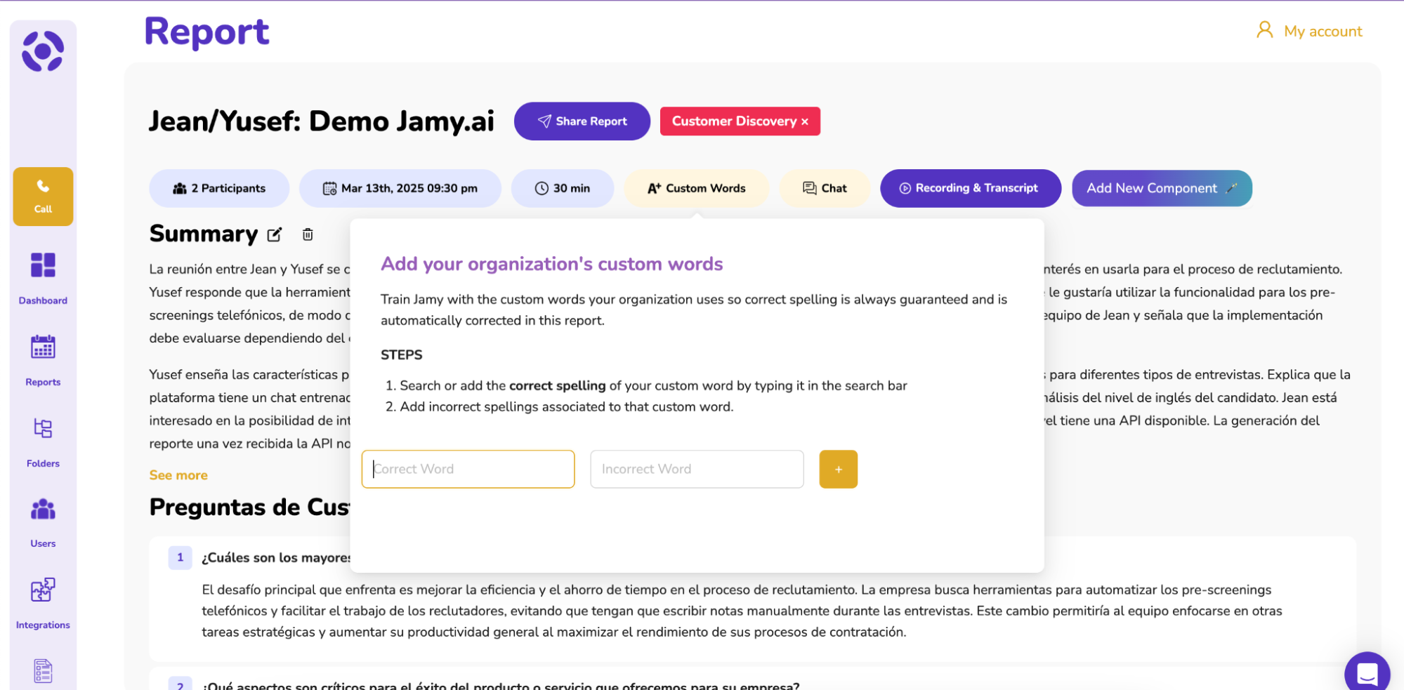 Create custom vocabulary