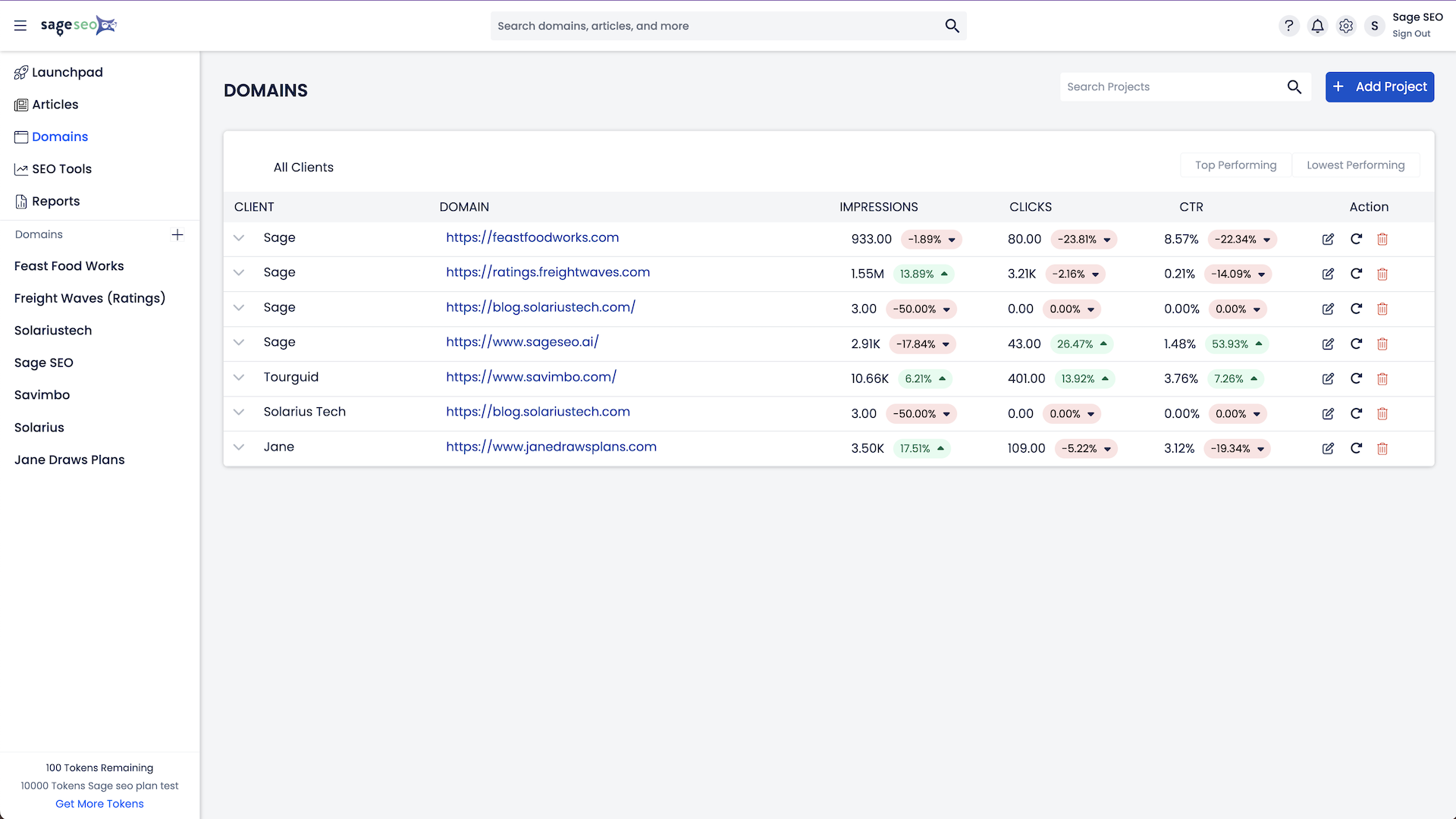 Manage client domains