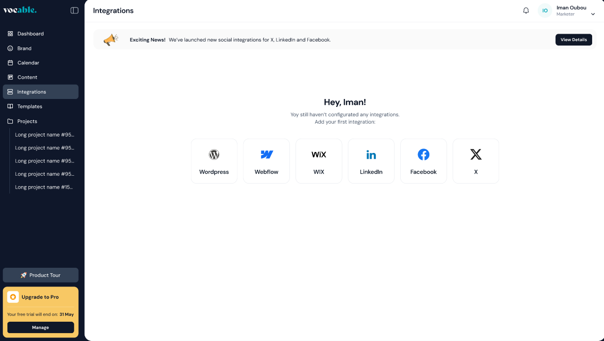 Publishing integrations
