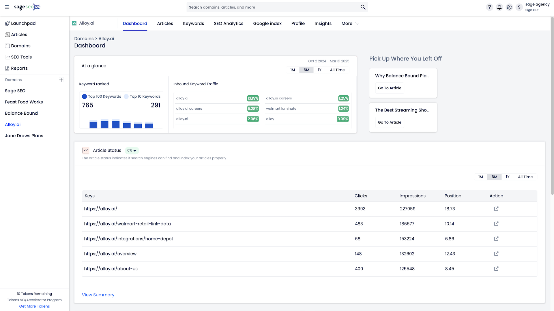 Domain-level SEO analytics