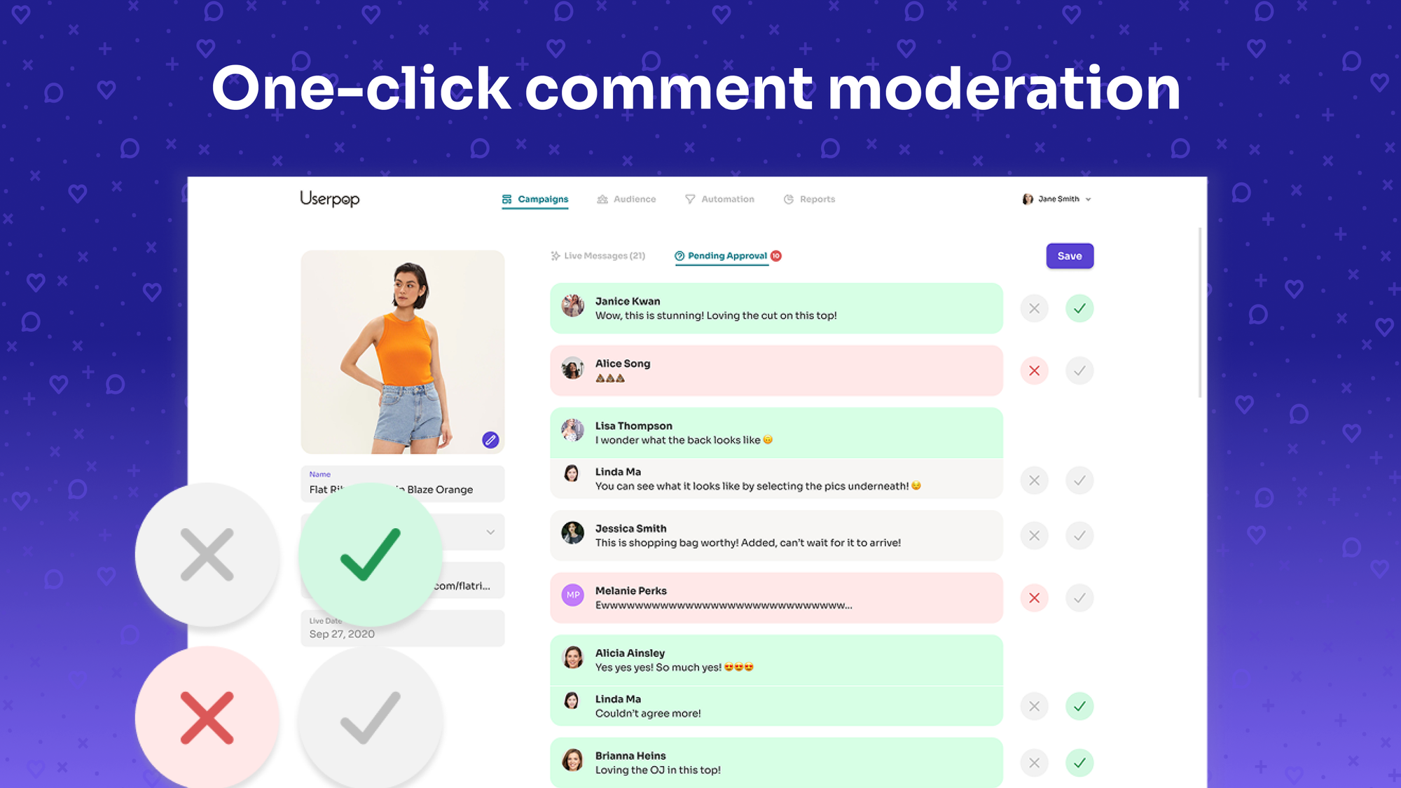 One-click comment moderation